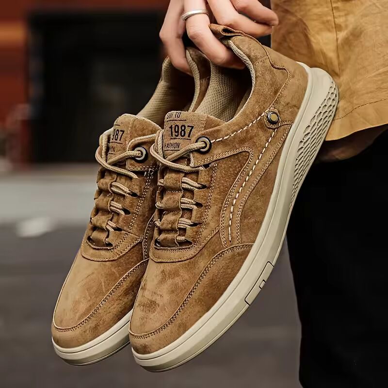 Men Sneakers Shoes Men Shoes fashion Genuine Leather Loafers Breathable Autumn lace up comfortable Mesh Casual Shoes Outdoor